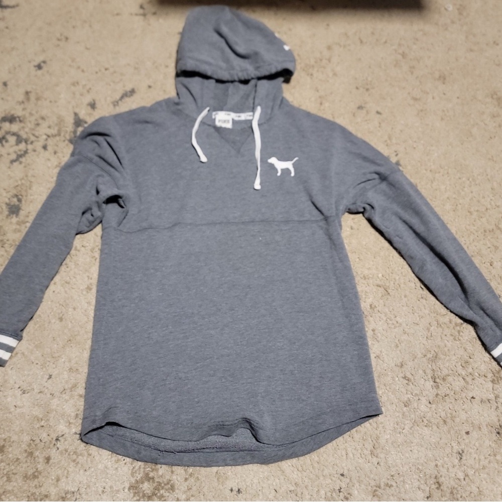 Victorias Secret Pink Gray Hooded Sweatshirt Size Small